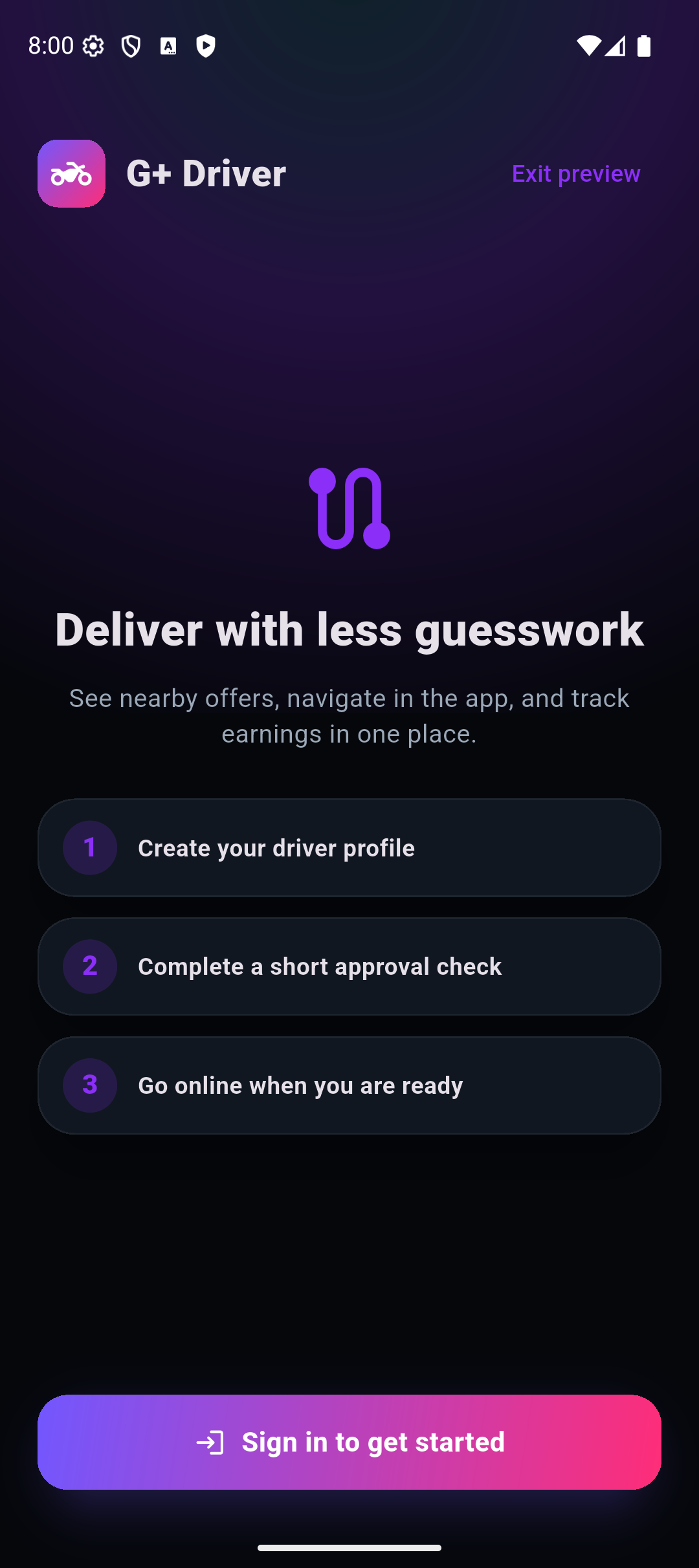 Real G+ Driver app screen