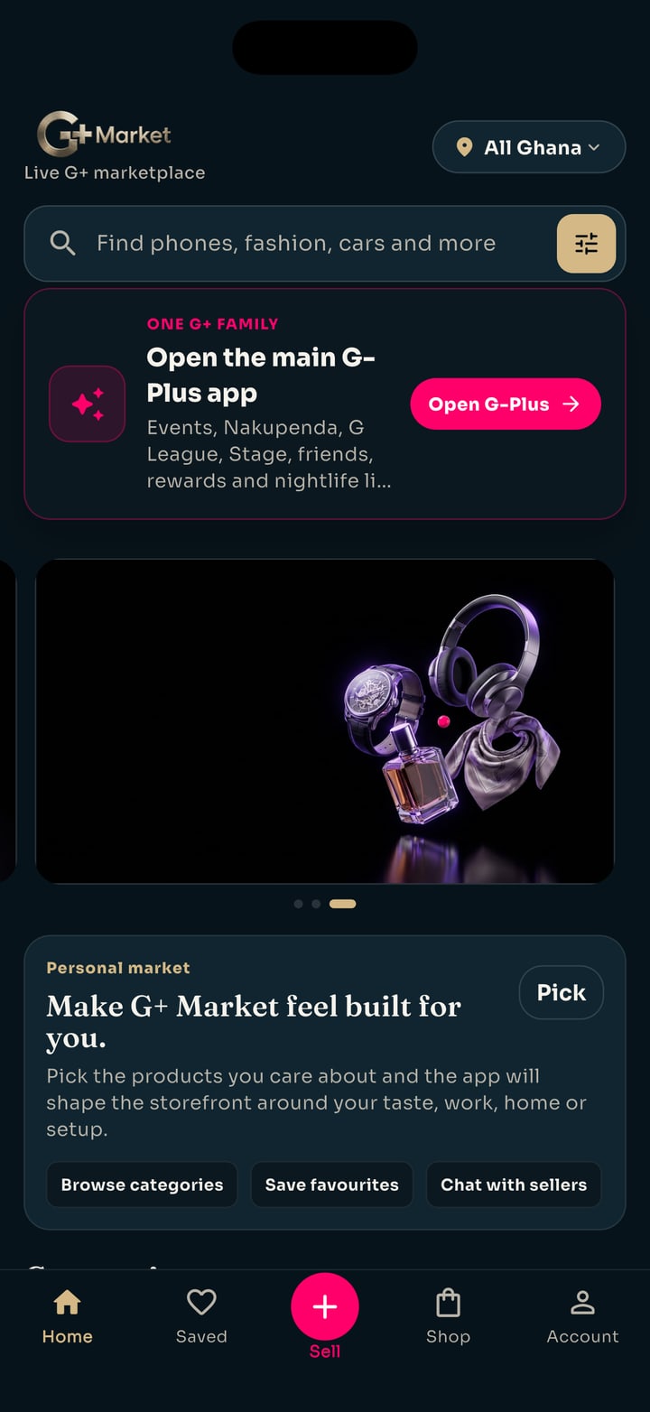 Real G+ Market shopping screen